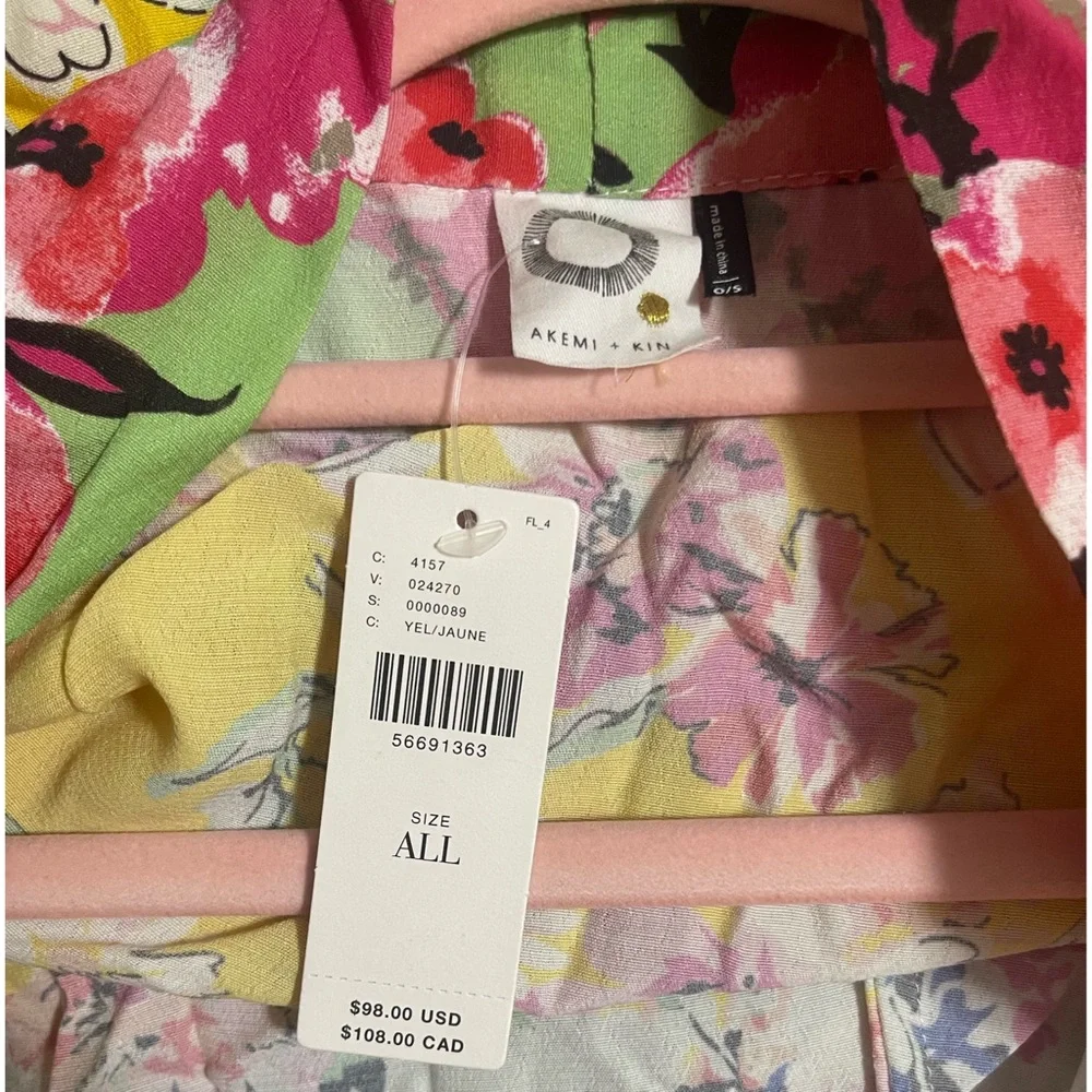 Anthropologie Aurelia Akemi + Kin Yellow Floral Kimono NWT One Size - Picture 6 of 8